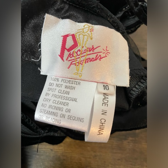 NWT Precious Formals Size 10 Black Velvet Gown with Sheer mid and back and beads - Picture 11 of 15